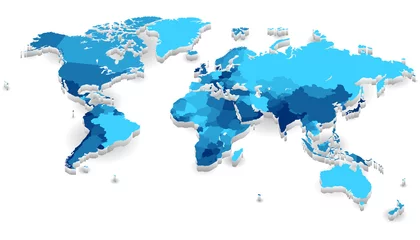 Fototapeten Extruded World map with countries © Ildogesto