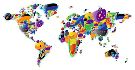 Fototapeta premium World map of colorful icons