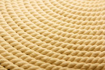 Heavy, white coiled rope.