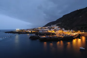 Gordijnen Town Garachico at night. Canary Island Tenerife, Spain © philipus