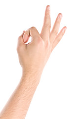 Obraz premium Human hand showing OK isolated on white