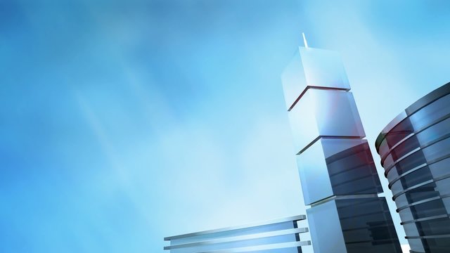 3D city animation concept blue panorama