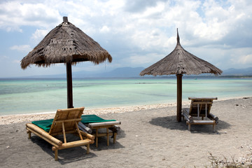 Parasol on a tropical beach in Asia