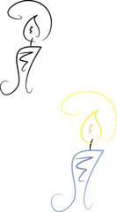 Einfache Zeichnung einer Kerze (einfarbig/bunt)