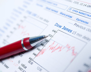 Closeup of a chart with a pen,mark on document