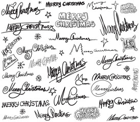 Merry Christmas text background and elements. Vector.