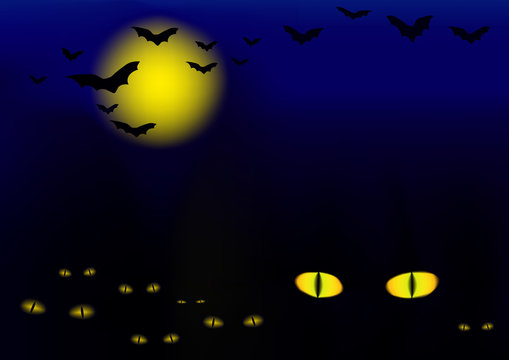 Halloween vector illustration with cats