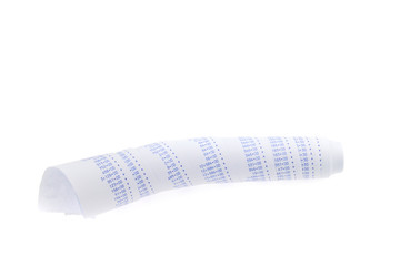 Streifen eines Taschenrechners mit Zahlen