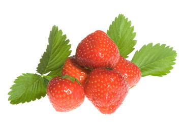 strawberries with leafs