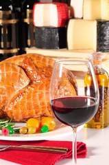 Wine and turkey.