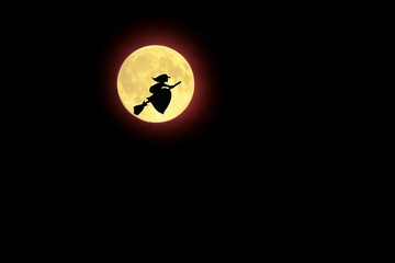 Witch flying on a broomstick