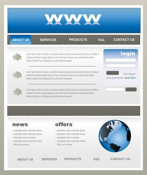 Dark blue and gray website template / layout