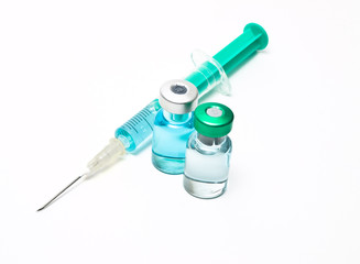 Medical syringe and phials
