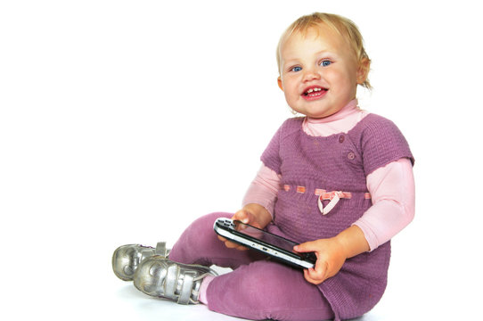little girl with psp