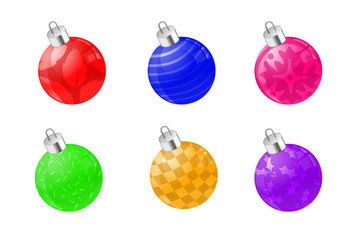 Christmas ball ornaments, illustration on white background