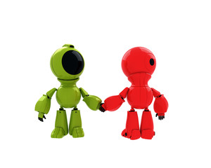 Deux robots qui se serrent la main
