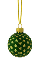 Hanging Green and Gold Snowflake Ornament