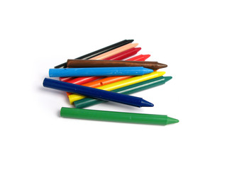 All color crayons on white background