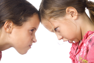 Two young girls in argument