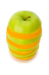 Sliced orange and apple isolated on the white