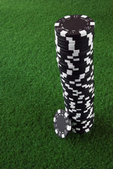 Black pile of poker chips