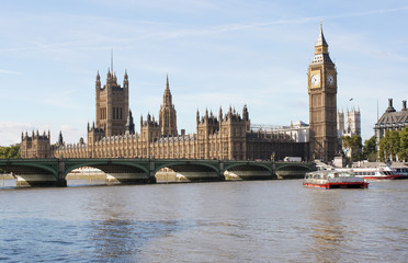 The Big Ben and Westminster bridge in London