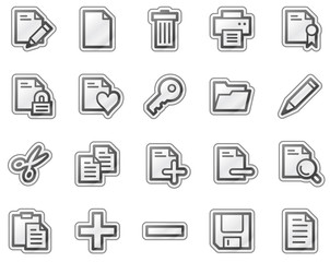 Document web icons, grey sticker series