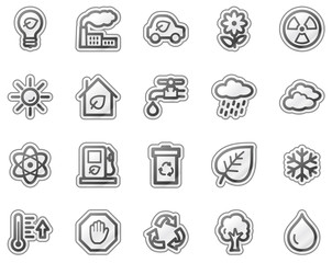 Ecology web icons, grey sticker series