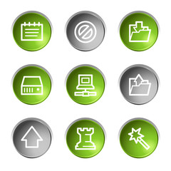 Data web icons, green and grey circle buttons series