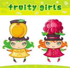 Fototapeta premium Fruity girls series 5: apple, raspberry