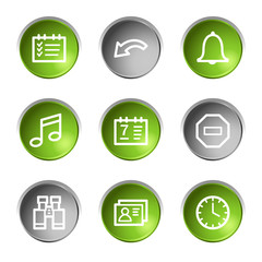 Organizer web icons, green and grey circle buttons series