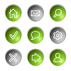 Basic web icons, green and grey circle buttons series