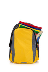 Yellow backpack with school supplies