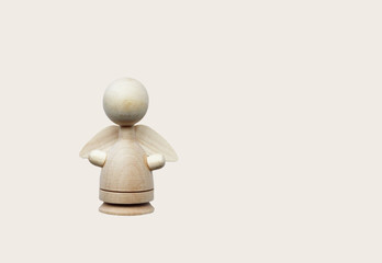 Wooden angel isolated.