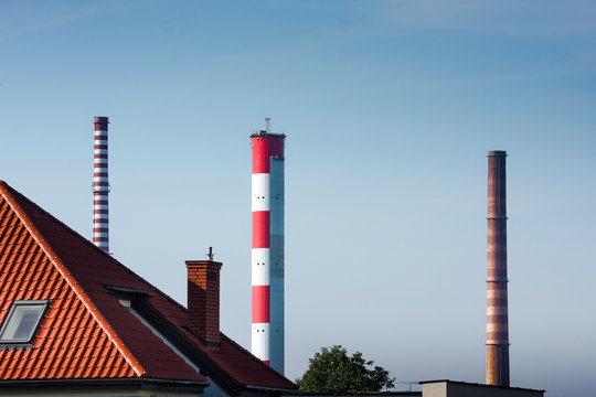 Chimneys over the house