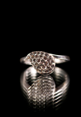 Silver ring with diamonds