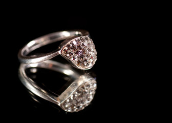 Silver ring with diamonds