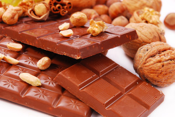 chocolate bars with nuts and raisins
