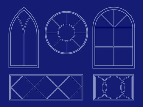 Collection of blueprint decorative windows