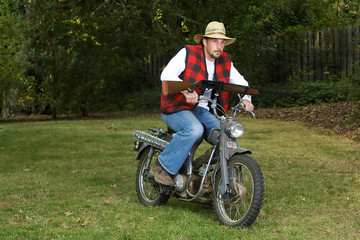 Hunter on a Motorcycle