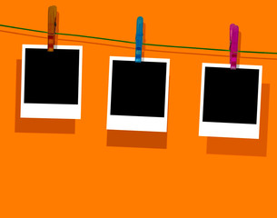 Blank Photos Hanging on a Clothes Line - Great design element