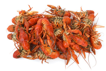 Pile of boiled crawfishes