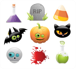 set of glossy Halloween icons