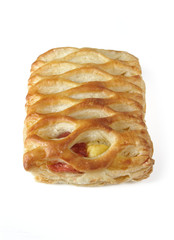 bun with strawberry and cheese cream isolated on white