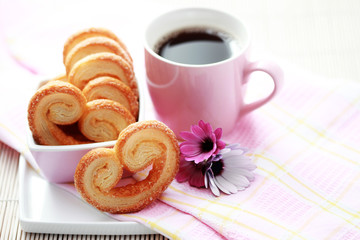 cup of coffee and cookies