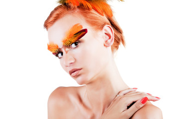 The charming girl with feathers