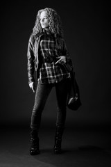 sexy girl with leather jacket