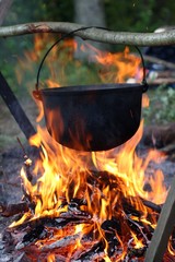 making food at fire place
