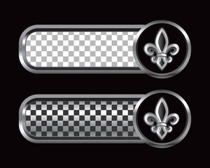 Fleur de lis on silver and black checkered tabs © Russ Allen