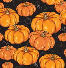 Seamless background with pumpkins